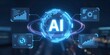 © Studicon - Futuristic glowing display of artificial intelligence over a digitized planet earth