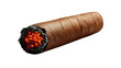 © HeKy - lit brown cigar with glowing embers and ash realistic smoking object, png, isolated on transparent background