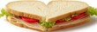 © Aquir - Heart shaped sandwich representing love and healthy eating. Heart-shaped sandwich with ham, cheese, lettuce, and tomato on white bread