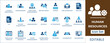 © icon_solution - Human resources icon set featuring recruitment, employee management, talent acquisition, job interview, payroll, performance review, workforce analytics, and HR dashboard symbols.