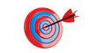 © MDABDUL - Red dart hitting bullseye target center isolated on transparent background