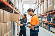 © Santi Nuñez/Stocksy - Logistic workers managing inventory and picking orders in warehouse