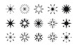 © Maru - Set of Fifteen Stylized Starburst and Sparkle Icons in Black Outline shine glow