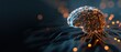 © SKIMP Art - abstract digital brain on a circuit board background with copy space, in blue and orange colors concept of artificial intelligence or technology for web banner design Generative AI