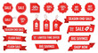 © 8 - Collection of red sale badges ribbons and tags for promotional offers