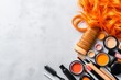 © vectorizer88 - Creative Costume Makeup Setup with Orange Hair and Beauty Products