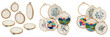 © masterimages - Set and collection of wooden embroidery hoops with blank fabric and colorful needlepoint designs featuring flowers, birds, and landscapes for hobby and craft projects isolated on white transparent PNG