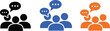 © Shamim - People communication icons with speech bubbles in multiple colors representing teamwork discussion social interaction customer support and community conversation concepts