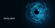 © Hilch - Abstract digital eye. Computer vision AI concept, big data visualization, neural network technology. Futuristic biometric background for cybersecurity, innovation. High-tech design vector illustration