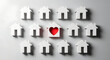 © Lexi - White houses with one red heart-shaped home in center