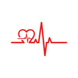 © Semut - Red heartbeat pulse line forming a heart shape symbol.