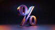 © Ruma - Shining 3d percent sign in dark room with technology gradient effects