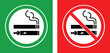 © OMG_BU - No smoking no vaping and smoking area sign set. Forbidden sign icon isolated on white background vector illustration.