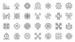 © Dieke - Assorted grayscale icon set of circular geometric symbols and symbolic designs for digital graphics.