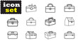 © Bismillah - Toolbox Line Icon Set, Construction Equipment Storage Outline Vector Illustration, Minimal Industrial Symbol, Black Stroke, Isolated on White Background