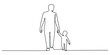 © JoyChandra - Continuous line drawing of a father holding hands with his young child while walking together.