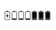 © Muhammad - Minimalist black and white battery icons displaying different charge levels and a charging status indicator.