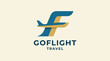 © xie - This modern logo design creatively combines an airplane silhouette with a stylized letter 'F,' representing travel and adventure in a visually appealing and memorable way.