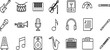 © hafsa - Music instrument audio sound and band equipment vector line icons