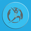 © Poli - Chiropractic Logo Icon with Human Silhouette, Spine Highlight, and Caring Hands on Blue Background