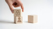 © Natural flower  - Hand stacking blocks illustrating user security and privacy