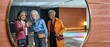 © OlgaNeuroArt - Diverse mature women taking a selfie in a round mirror. Happy senior female friends with smartphone in a modern lobby. Technology and social lifestyle