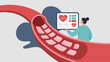 © png-jpeg-vector - Doctor analyzing cholesterol plaque buildup inside artery with heart rate data on digital screen flat vector illustration