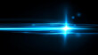 © Валентина Егоровна З - Glowing horizontal blue light line, radiant shine and beam, futuristic energy streak shimmer, flare and neon glow, digital highlights illustration, stock illustration, with copy