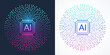 © BAIVECTOR - Modern handmade vector icon, sign, logo circuit line style in the Artificial intelligence concept. Set AI processor icon flat design. Motherboard digital chip AI.