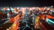 © R - Unveiling global commerce: intricate views of shipping containers. Data network. Majestic port view with adjusted container positions in international trade. Information flow.