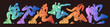 © Paper Trident - Colourful silhouettes of joggers set in gradient style. Banner with group of fast running athletes on marathon. Jogging runners contest in sports competition. Flat isolated vector illustration.