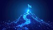 © yuan - Digital mountain peak with flag, symbolizing achievement and success.