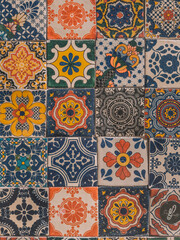 Naklejka na meble Traditional colorful Mexican ceramic tile pattern background in Holbox, Mexico.