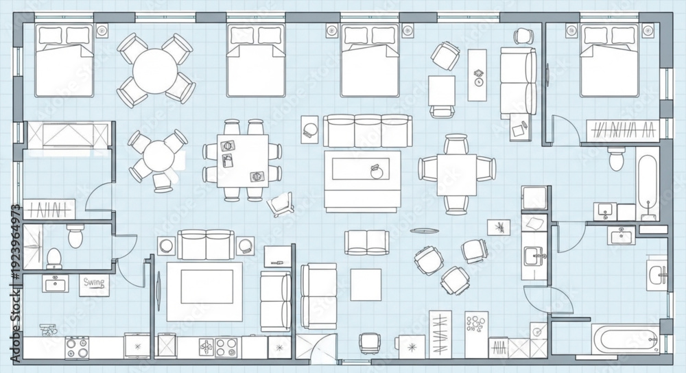 Detailed architectural floor plan showcasing multiple rooms and ...