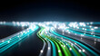 © Supot - Fiber optic data stream network technology neon light motion blur abstract connection background digital internet speed communication cyberspace glow cable line energy flow luminous future modern