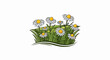 © Restra - Whimsical cartoon daisies bloom vibrantly in lush green grass
