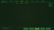 © ikonstudio - Retro futuristic game style green overlay HUD with CRT scanlines. Green military retro-futuristic UI overlay for video or broadcasting. 80s style interface template with green panels and frames.