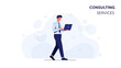 © Bali - Business Consultant Man with Laptop Walking and Working