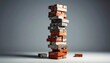 © Desfastudio - FlyPro Firefly Leaning Tower of Mismatched Bricks, Threatening to Collapse, Photorealistic DSLR Style Studio Lighting