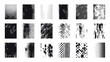 © Sujit - Collection of diverse grunge textures and halftone patterns displayed in a rectangular grid format