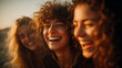© ThomasStockArt - Multicultural friends laughing together at golden hour, natural candid expressions, emotional storytelling, cinematic lifestyle photography, ultra realistic
