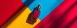 © Ilmi - Vibrant Product Shot of Fragrance Bottle on Bold Geometric Background with Red, Yellow, and Blue Colors