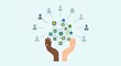 © buggy - Two hands reaching up to a network of people and connections zz (32)