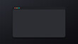 © hiten666 - Dark web browser window mockup on a grid background. Empty blank interface with three colorful buttons for digital design.
