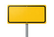 © noyon.me121 - A blank yellow rectangular road sign with a gray pole in the background isolated on transparent background