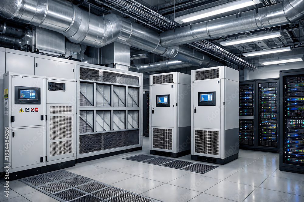 V Hvac Filter Racks furnace, filter, air, hvac. A modern data center room with industrial ...