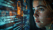 © Eranda - Woman looking at digital lock on screen with code