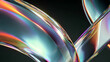 © suldev - Abstract Futuristic Iridescent Glass Shapes With Neon Reflections Technology Background