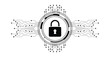 © Muhammad Salman  - A black padlock icon in the center of a circular electronic circuit symbolizes secure online protection on transparent background