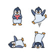 © Samson - Penguin cartoon characters in different poses on white background